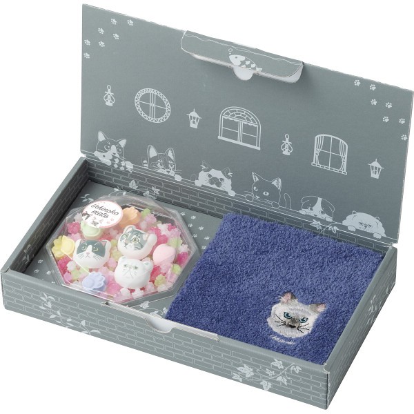 御祝.お返し,引出物,記念品は:Ｕｃｈｉｎｏｋｏ　ｍａｔｅ　ラムネと金平糖とハンカチ ラグドール UNSS-182