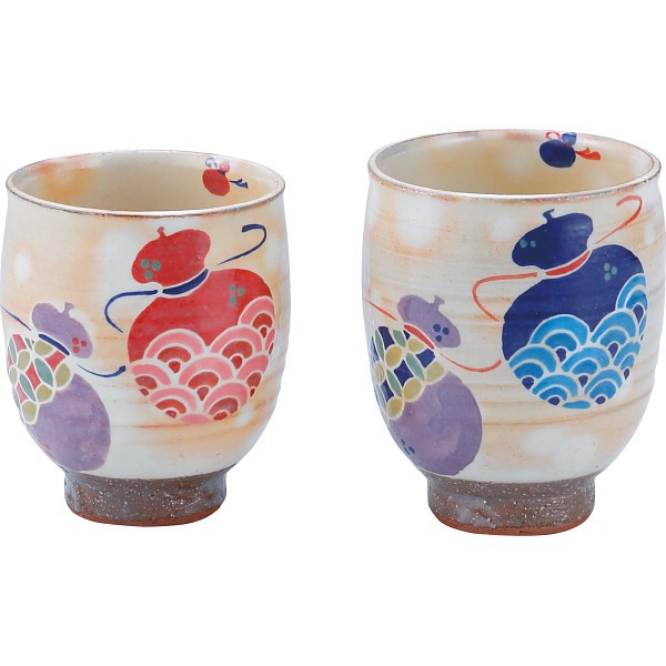 御祝.お返し,引出物,記念品は:清水焼　招福六瓢　組湯呑 UFS602