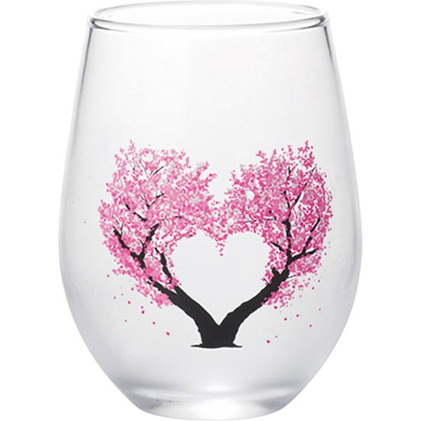 御祝.お返し,引出物,記念品は:冷感　フリーグラス ハート桜 J0752-048-15
