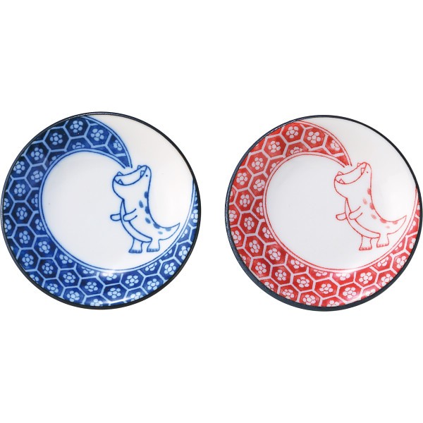 御祝.お返し,引出物,記念品は:江戸っ子恐竜　まめ皿・箸置ペア EK88-Y02