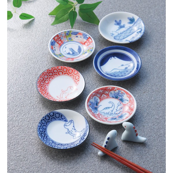 御祝.お返し,引出物,記念品は:江戸っ子恐竜　まめ皿・箸置ペア EK88-Y02