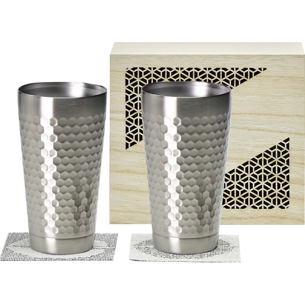 御祝.お返し,引出物,記念品は:２層タンブラーペア木箱入 CTHM-05-KI