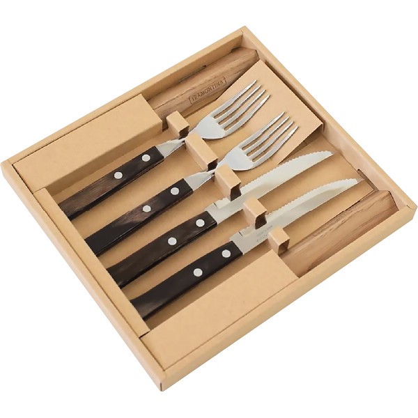 御祝.お返し,引出物,記念品は:トラモンティーナ　ポリウッド　ステーキナイフ＆フォーク＆カトラリーレストセット ダーク 21198/972