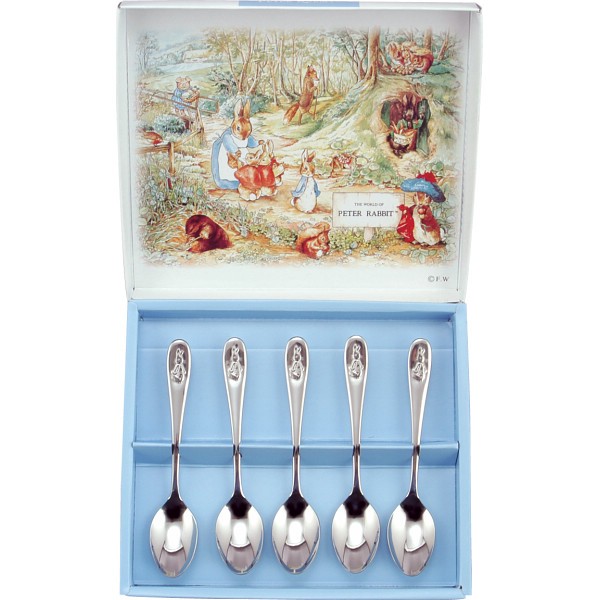 御祝.お返し,引出物,記念品は:ピーターラビット　コーヒースプーン５本セット PN-11TD
