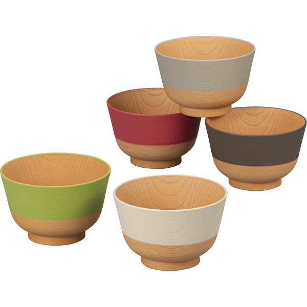 御祝.お返し,引出物,記念品は:やさしい彩り　抗菌汁椀５客揃 16989