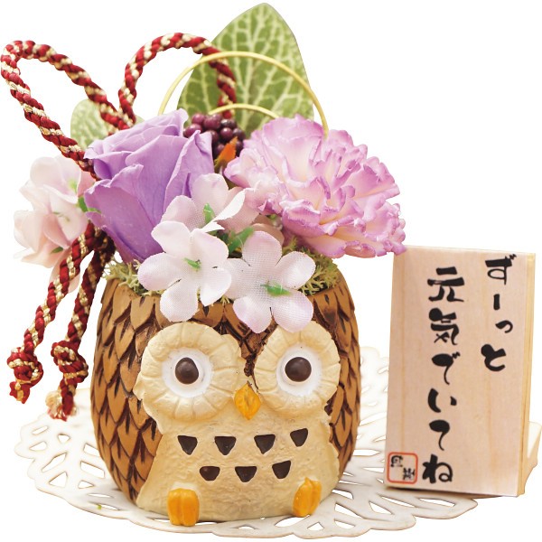 御祝.お返し,引出物,記念品は:長寿福ろう（プリザーブドフラワー） パープル 23CH3PL