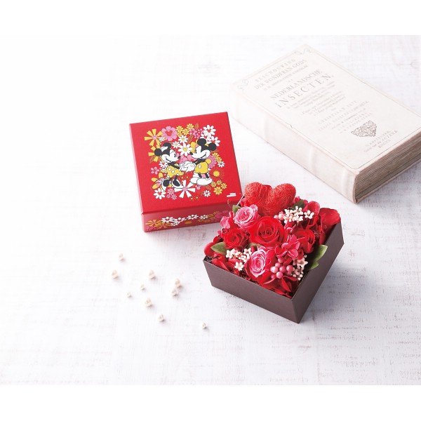 御祝.お返し,引出物,記念品は:ボックスフラワーアレンジメント（ミッキー＆ミニー） 2022DO-004SH