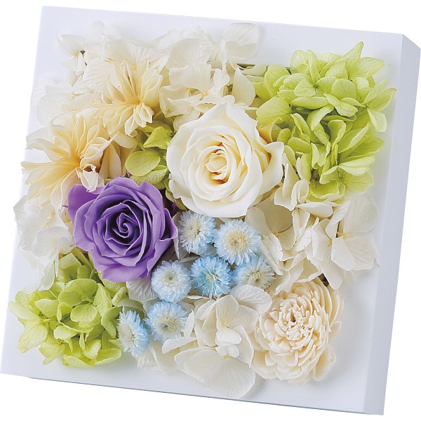 御祝.お返し,引出物,記念品は:プリザーブドウォールフラワー（スクエア） パープル ncr-wallpri02-pu