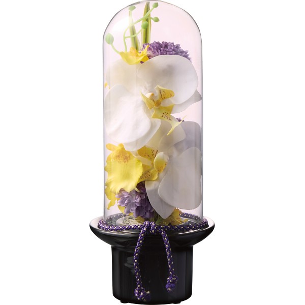 御祝.お返し,引出物,記念品は:プリマ　ガラスドームの供花　胡蝶蘭（造花） PRSYｰ0132