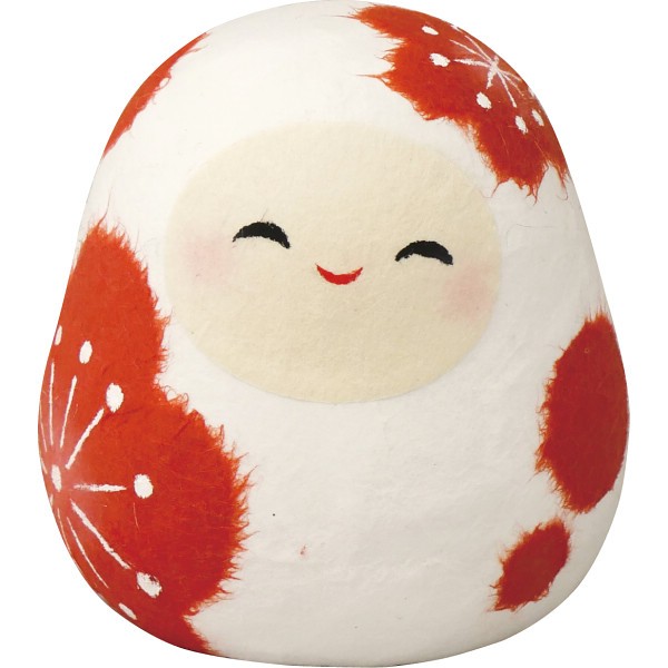 御祝.お返し,引出物,記念品は:リュウコドウ　ちぎり和紙花笑みだるま 白 6-1073B