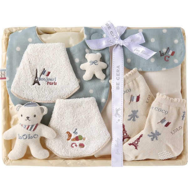 御祝.お返し,引出物,記念品は:ロロココ　出産お祝いセット　Ｍー１ ブルー 7953-BLDO