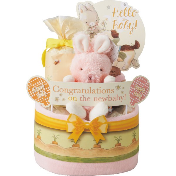 御祝.お返し,引出物,記念品は:バニーズバイザベイおむつケーキ２段 ピンク 1675803