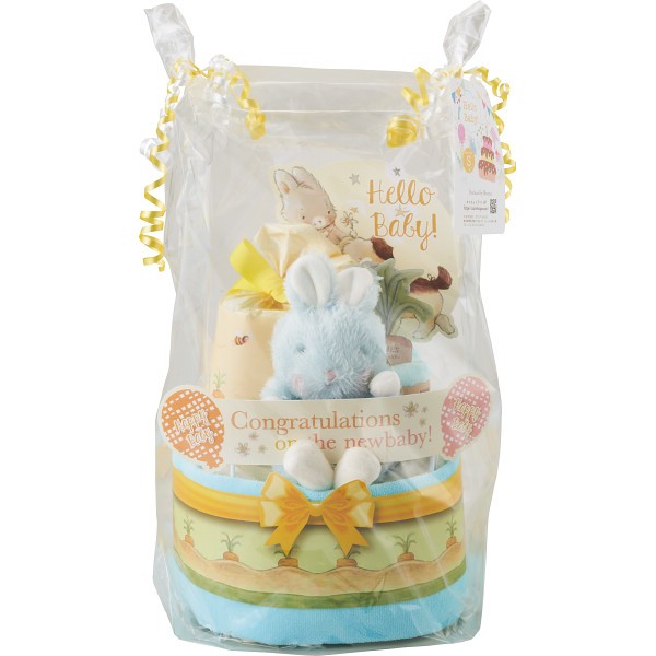 御祝.お返し,引出物,記念品は:バニーズバイザベイおむつケーキ２段 ブルー 1675807