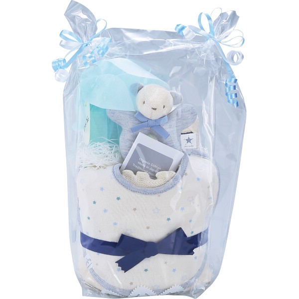 御祝.お返し,引出物,記念品は:おむつケーキ（コンペイトウプリント） ブルー 344809