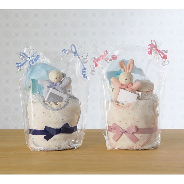 御祝.お返し,引出物,記念品は:おむつケーキ（コンペイトウプリント） ブルー 344809