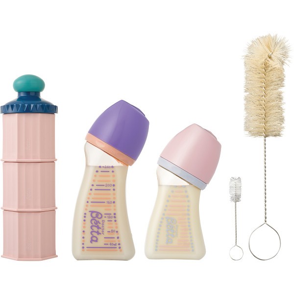 御祝.お返し,引出物,記念品は:ベッタ　出産祝いセット パープル＋ピンク 4997660252237