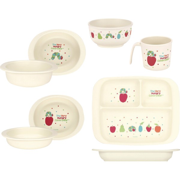 御祝.お返し,引出物,記念品は:はらぺこあおむし　ベビー食器セット XP100Gﾊﾗﾍﾟｺｱｵﾑｼ