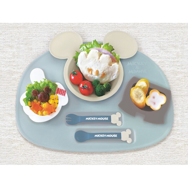 御祝.お返し,引出物,記念品は:アイコンランチプレート ミッキーマウス×ブルーベージュ 306934