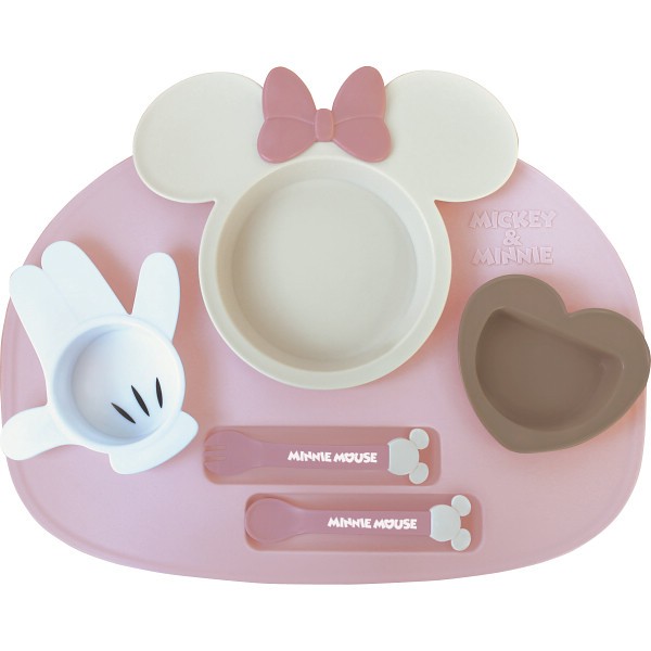 御祝.お返し,引出物,記念品は:アイコンランチプレート ミニーマウス×ピンクベージュ 307009