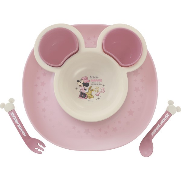 御祝.お返し,引出物,記念品は:食べこぼしキャッチプレート ミニー×ピンク 306439