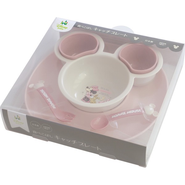 御祝.お返し,引出物,記念品は:食べこぼしキャッチプレート ミニー×ピンク 306439