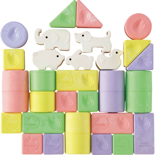 御祝.お返し,引出物,記念品は:ピープル　純国産お米のおもちゃシリーズ　お米のどうぶつつみき　いろどり 025465