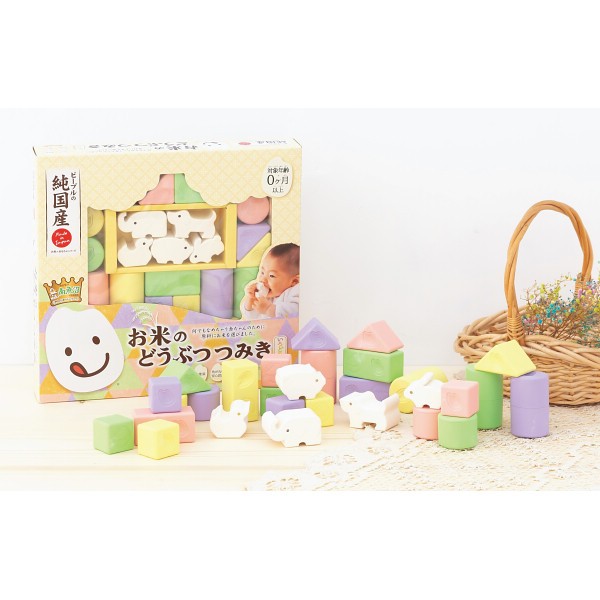 御祝.お返し,引出物,記念品は:ピープル　純国産お米のおもちゃシリーズ　お米のどうぶつつみき　いろどり 025465