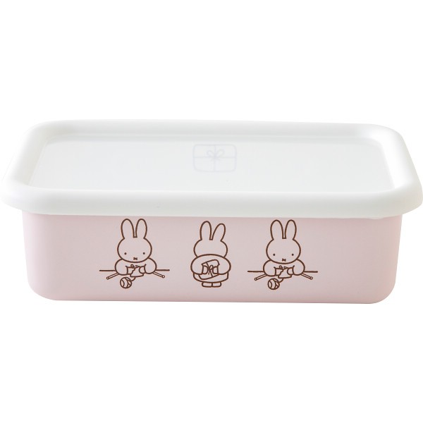 御祝.お返し,引出物,記念品は:富士ホーロー　ミッフィーパステル　浅型角容器Ｍ ピンク MFP-M.P