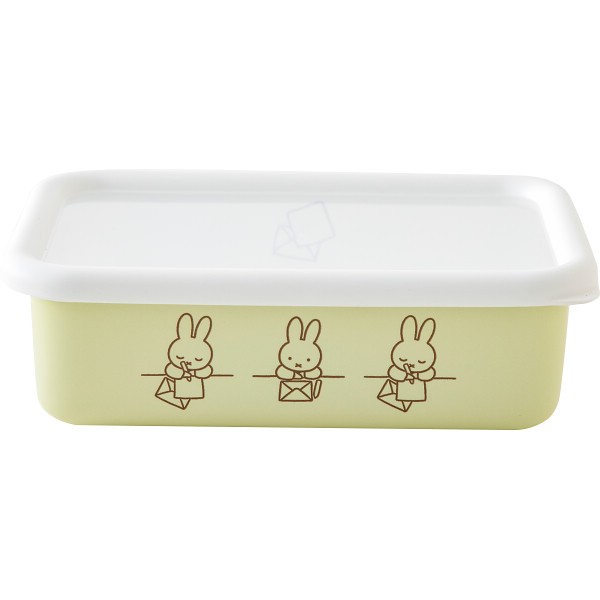 御祝.お返し,引出物,記念品は:富士ホーロー　ミッフィーパステル　浅型角容器Ｍ ペールグリーン MFP-M.PG