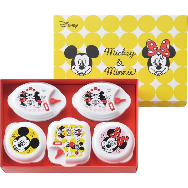 御祝.お返し,引出物,記念品は:ミッキー＆ミニー　レンジ容器５点セット MM-109