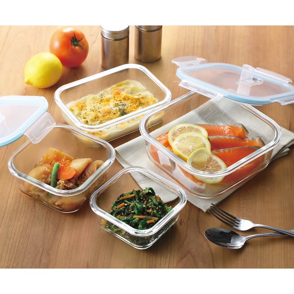 御祝.お返し,引出物,記念品は:マジクック　耐熱ガラス容器角型３点セット　小 1747232