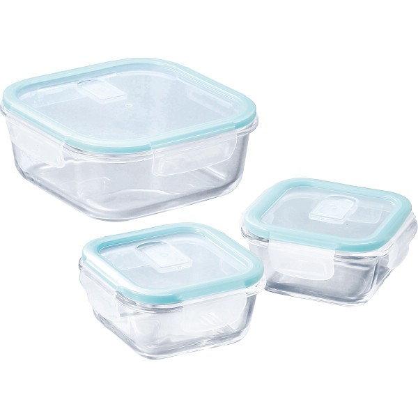 御祝.お返し,引出物,記念品は:マジクック　耐熱ガラス容器角型３点セット　大 1747142