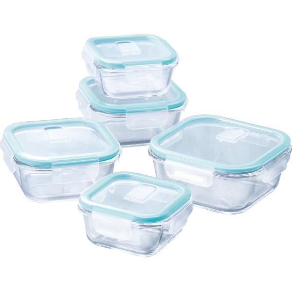 御祝.お返し,引出物,記念品は:マジクック　耐熱ガラス容器　角型５点セット 1747244