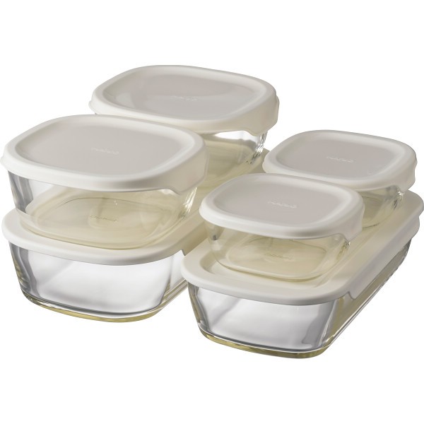 御祝.お返し,引出物,記念品は:ハリオ　スタッキング耐熱ガラスコンテナ６個セット KSTLｰ5004ｰOW