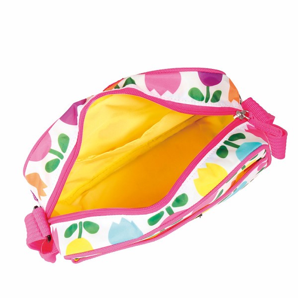 御祝.お返し,引出物,記念品は:ハンナフラ　キッズ　ショルダーバッグ ホワイトチューリップ CKSH-TU02