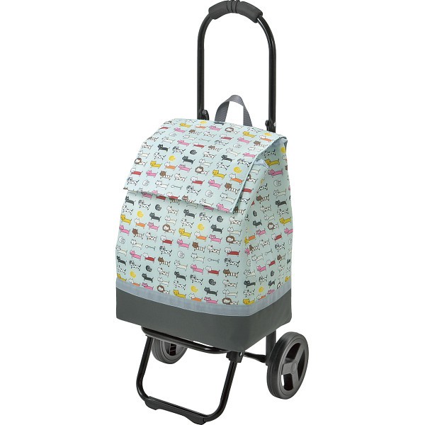 御祝.お返し,引出物,記念品は:シャルミス　ネコ柄ショッピングカート スカイブルー 15-5038-81