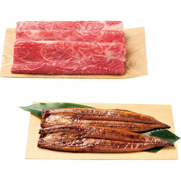 御祝.お返し,引出物,記念品は:神戸ビーフ（モモすき焼き肉）＆鹿児島県産うなぎ蒲焼 1780983