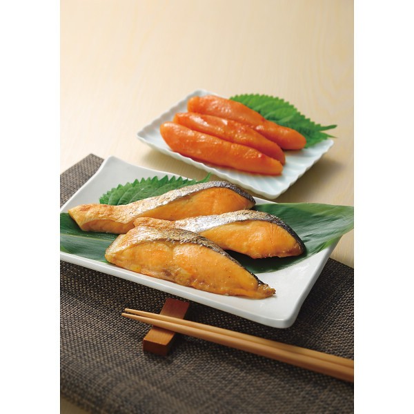 御祝.お返し,引出物,記念品は:鳴海屋　辛子明太子箱入と鮭の明太漬詰合せ 1780985