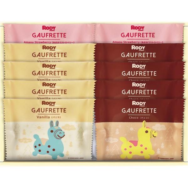 御祝.お返し,引出物,記念品は:ロディ　３種類のゴーフレット詰合せボックス RGFT-10