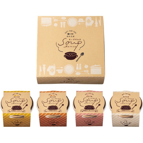 御祝.お返し,引出物,記念品は:北の大地４種のＣＵＰスープ F251