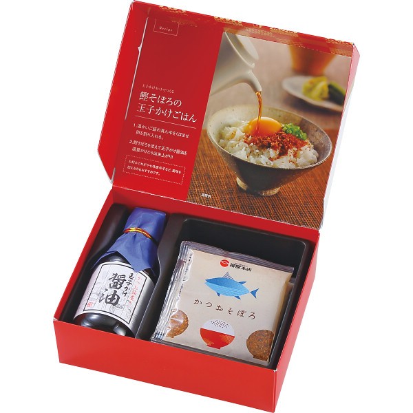 御祝.お返し,引出物,記念品は:柳屋本店　玉子かけ醤油と鰹そぼろセット EOR-10