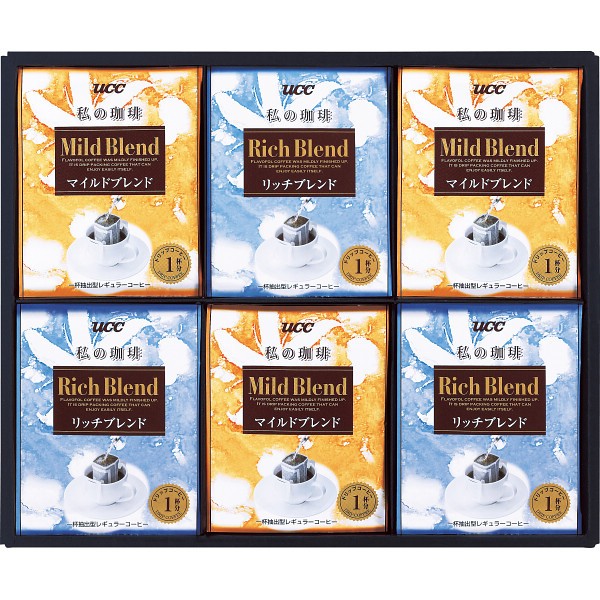 御祝.お返し,引出物,記念品は:ＵＣＣ　一杯抽出型レギュラーコーヒー「私の珈琲」ギフト（２種２４個） SMD-30A