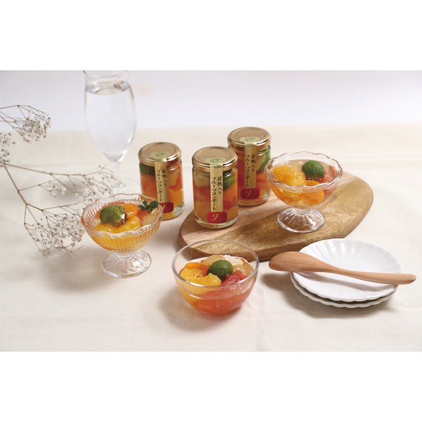 御祝.お返し,引出物,記念品は:若桃入りフルーツコンポート６本セット FCM-6