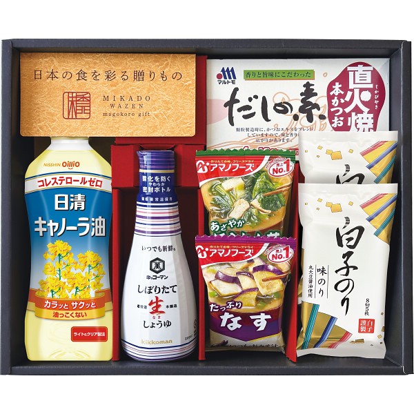御祝.お返し,引出物,記念品は:味香門和膳（みかどわぜん）アマノフーズ＆キッコーマン和食詰合せ MKD-20N