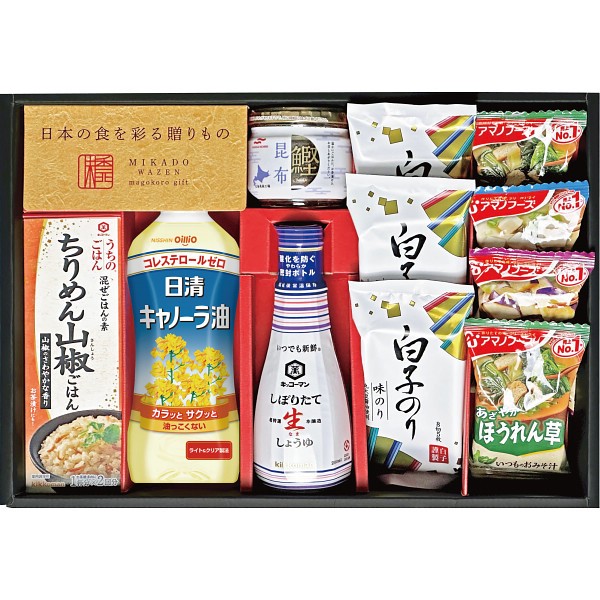 御祝.お返し,引出物,記念品は:味香門和膳（みかどわぜん）アマノフーズ＆キッコーマン和食詰合せ MKD-30A