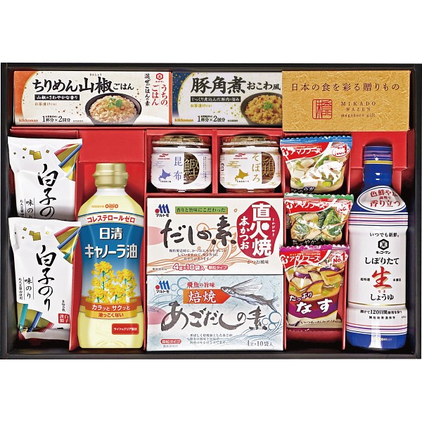 御祝.お返し,引出物,記念品は:味香門和膳（みかどわぜん）　アマノフーズ＆キッコーマン和食詰合せ MKD-40B