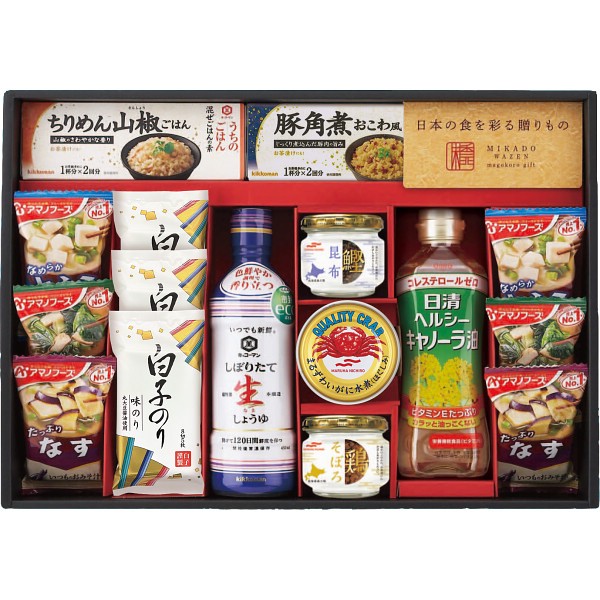 御祝.お返し,引出物,記念品は:味香門和膳（みかどわぜん）　アマノフーズ＆キッコーマン和食詰合せ MKD-50B