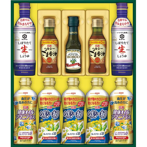 御祝.お返し,引出物,記念品は:日清　ヘルシーオイル＆キッコーマン生しょうゆギフト NKｰ55