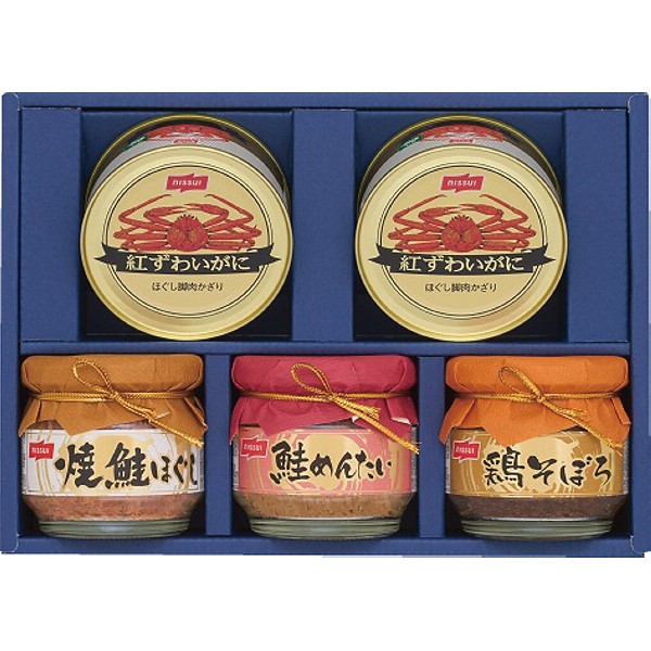 御祝.お返し,引出物,記念品は:ニッスイ　紅ずわいがに缶詰・びん詰ギフトセット BK-40D