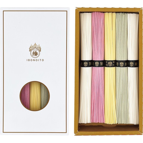 御祝.お返し,引出物,記念品は:手延素麺揖保乃糸（特級品）彩り・華−ＨＡＮＡ−５束 CST-10